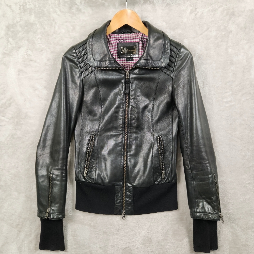 Mackage For Aritzia Black Genuine Lamb Leather Jacket‎ Size XS
